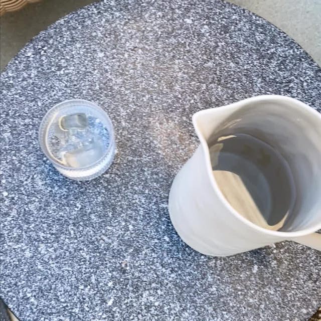 18" Black Powder Coated Steed & Granite Side Table Gera Article