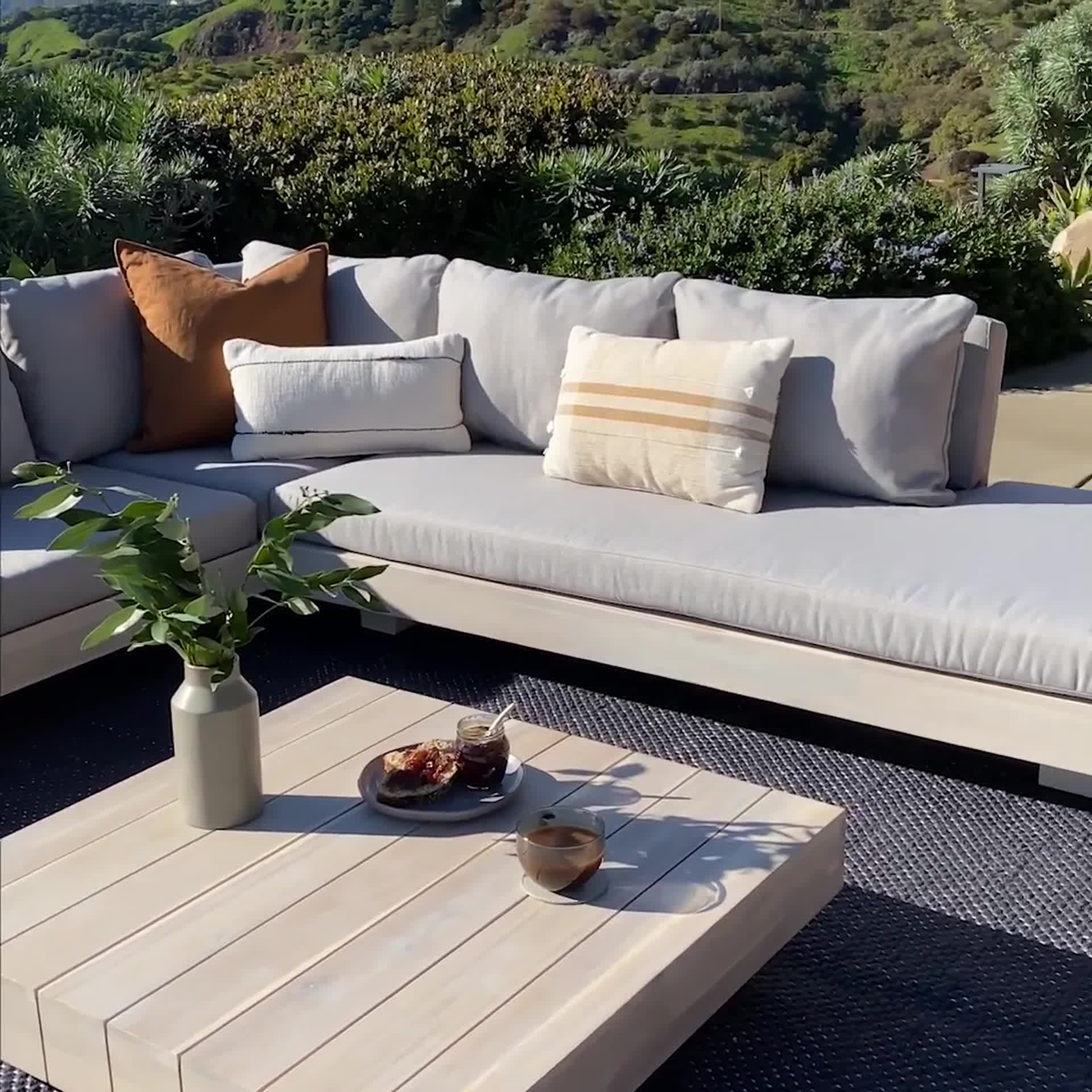 Lubek 100.5" Outdoor Low Corner Sectional Set - Beach Sand