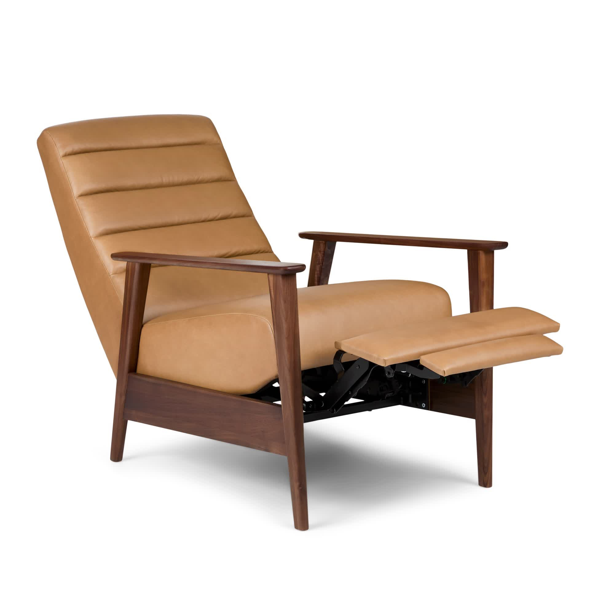 Ellow Walnut Charme Tan Leather Recliner Article