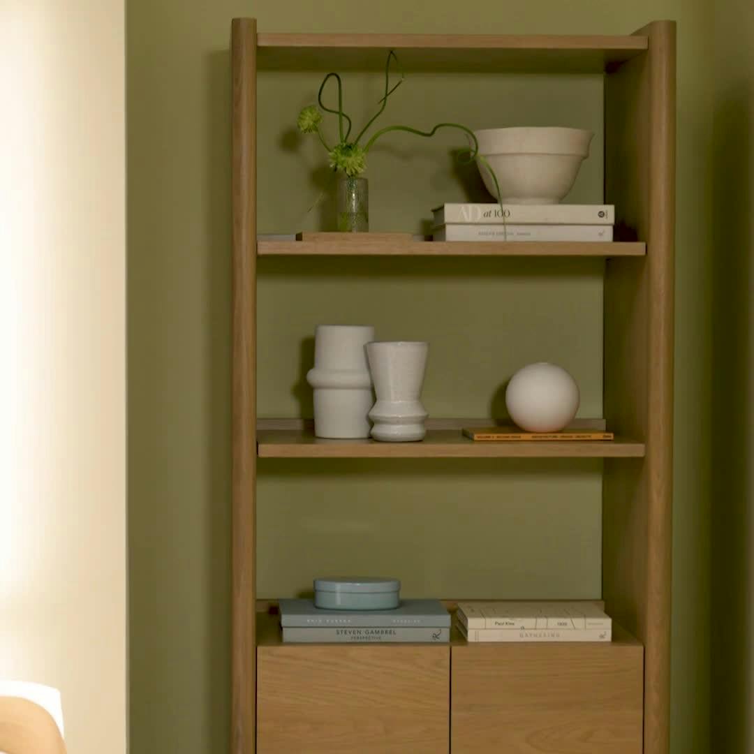 Torme 34" Bookcase with Storage, Tall - White Oak