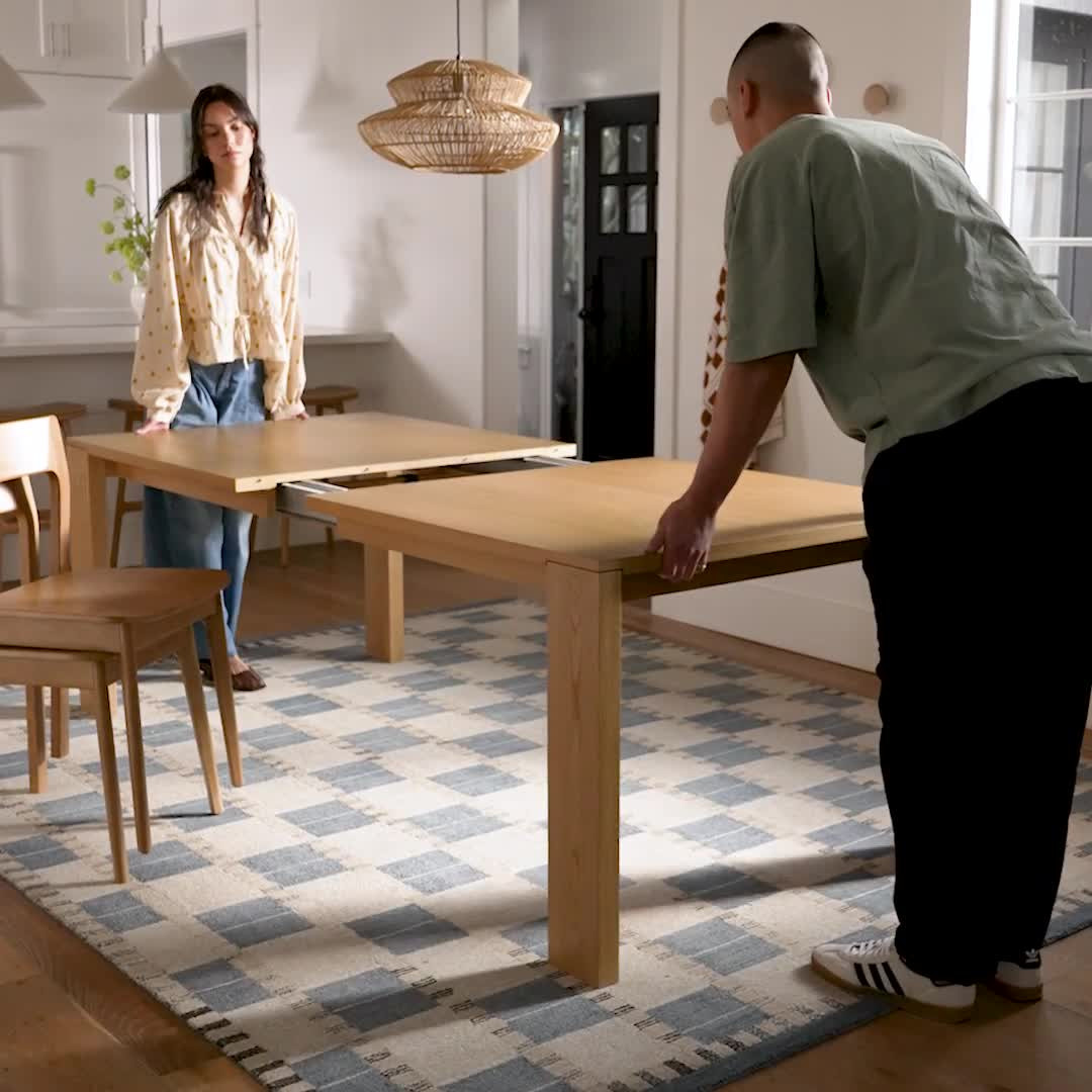 Dako Natural Oak Wood Extendable Dining Table, Japandi Style | Article