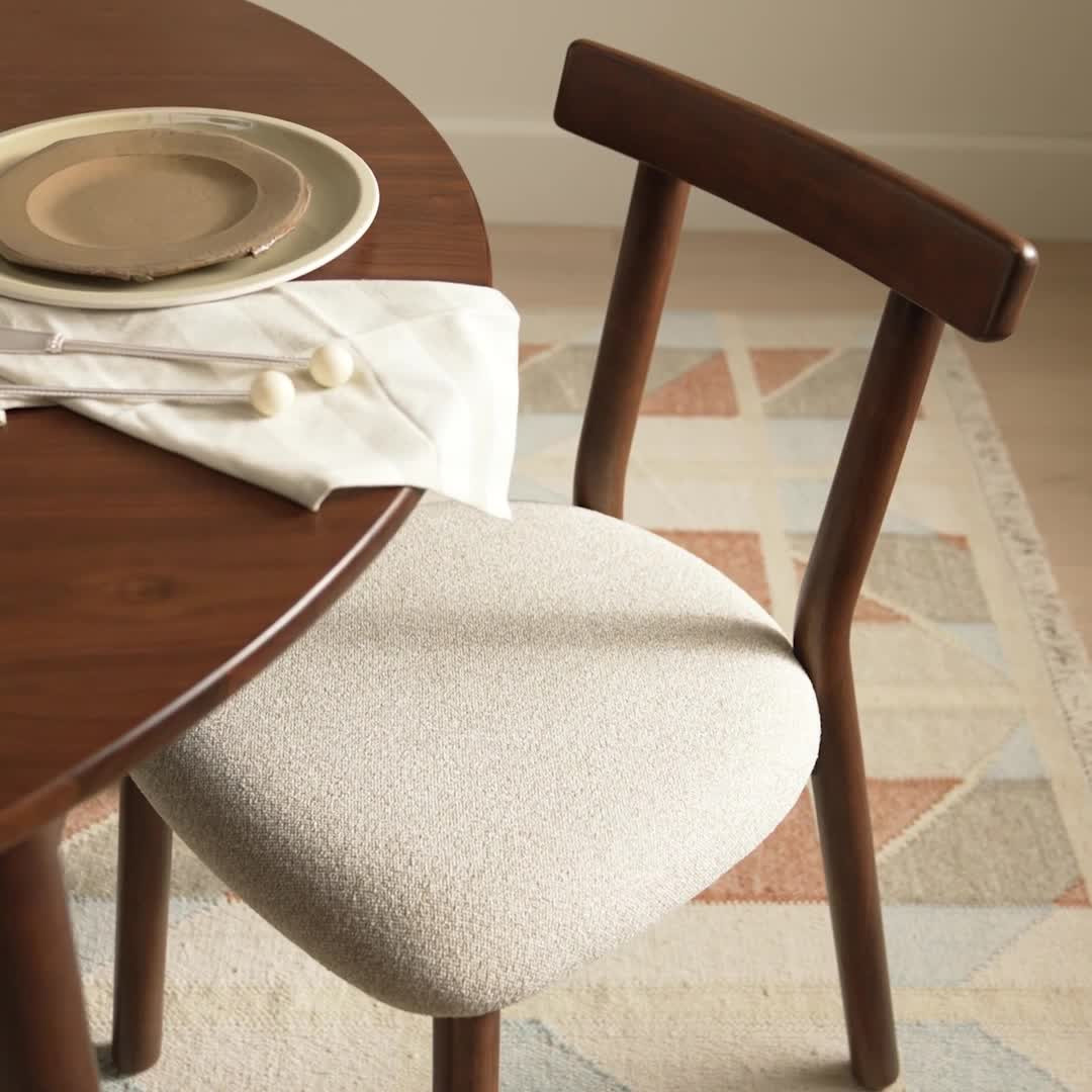 Ulka Dining Chair - Walnut and Ratine Buff