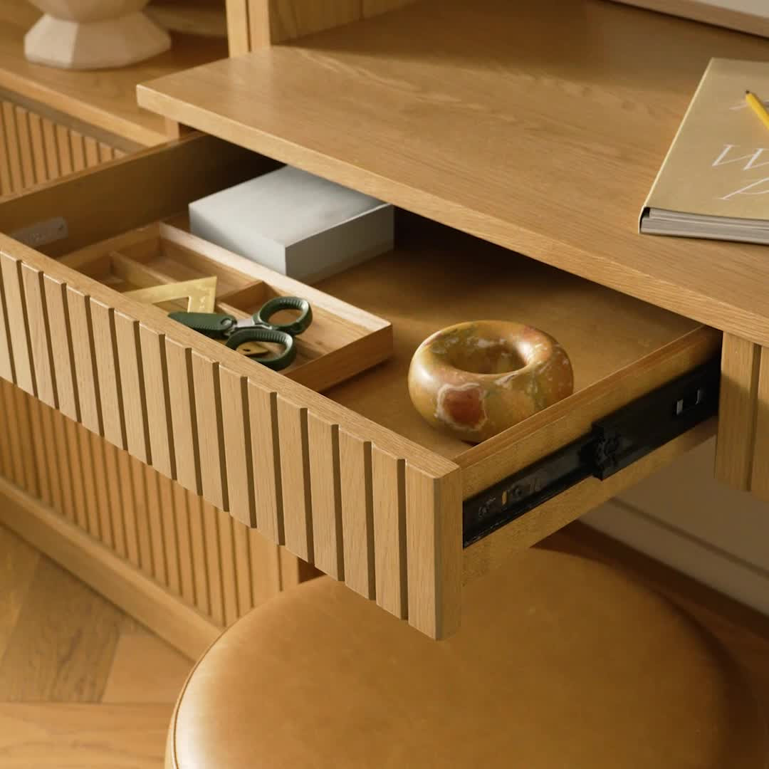 Kouva Natural Oak Modular Wall Desk | Article